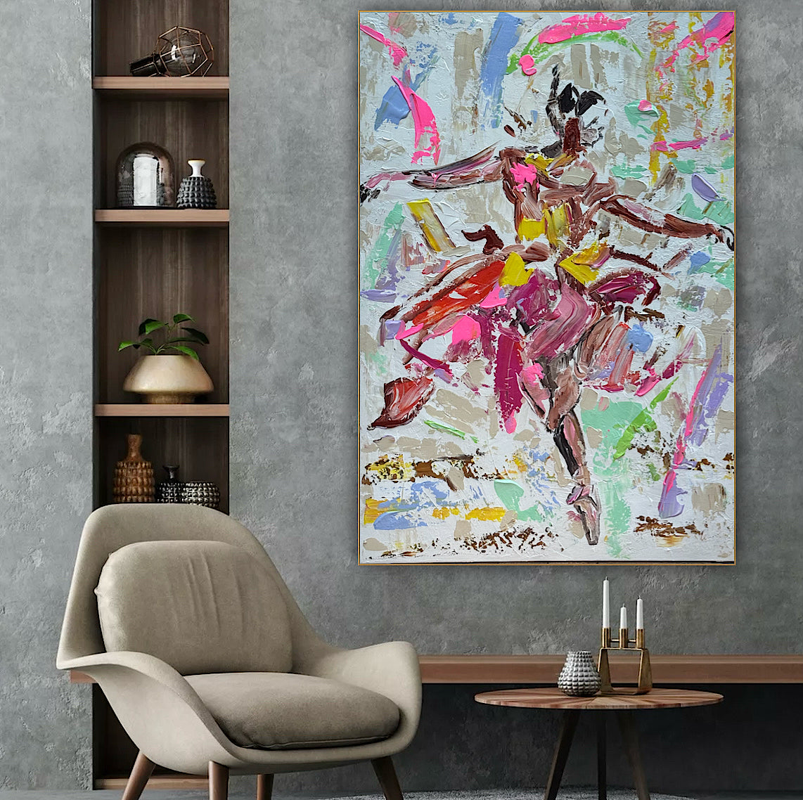 Ballet dancer Original modern Abstract Oil Painting On Canvas 85 x 60cm Oka