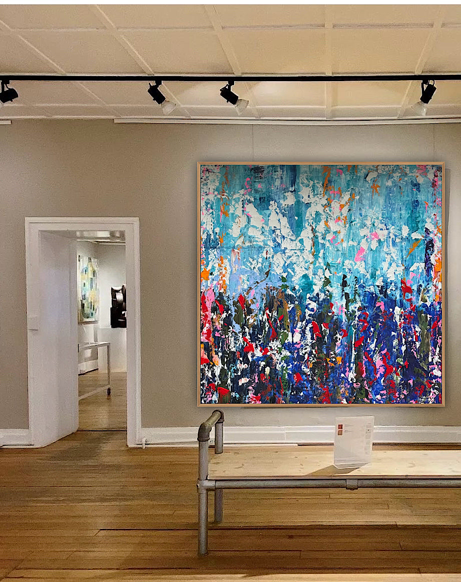 Large Abstract Original Oil Painting On 100 x100cm canvas textured Oka Wild reflections