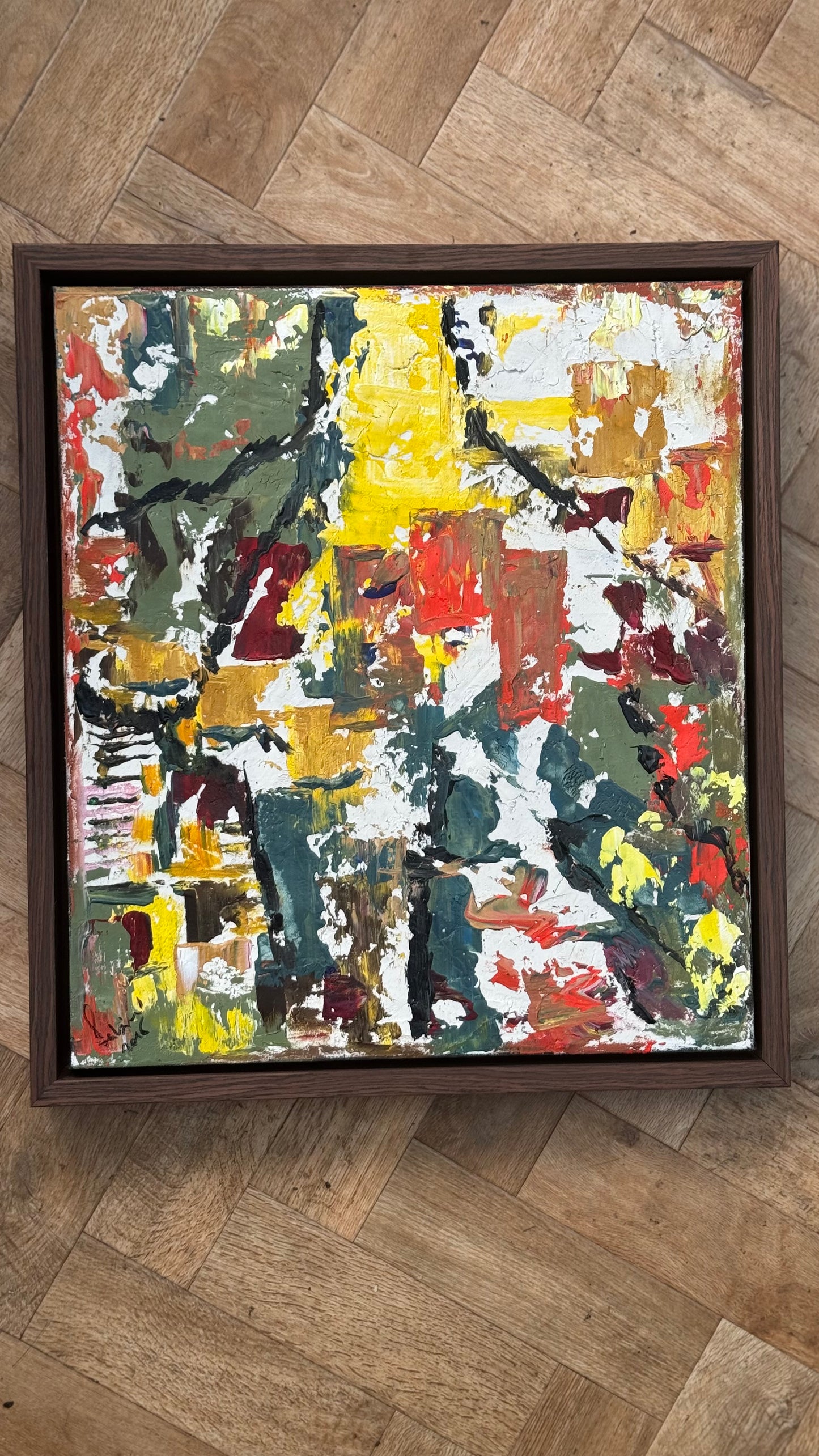 Framed Original Abstract contemporary Oil Painting On Canvas 47x53cm Summer in Venice Oka