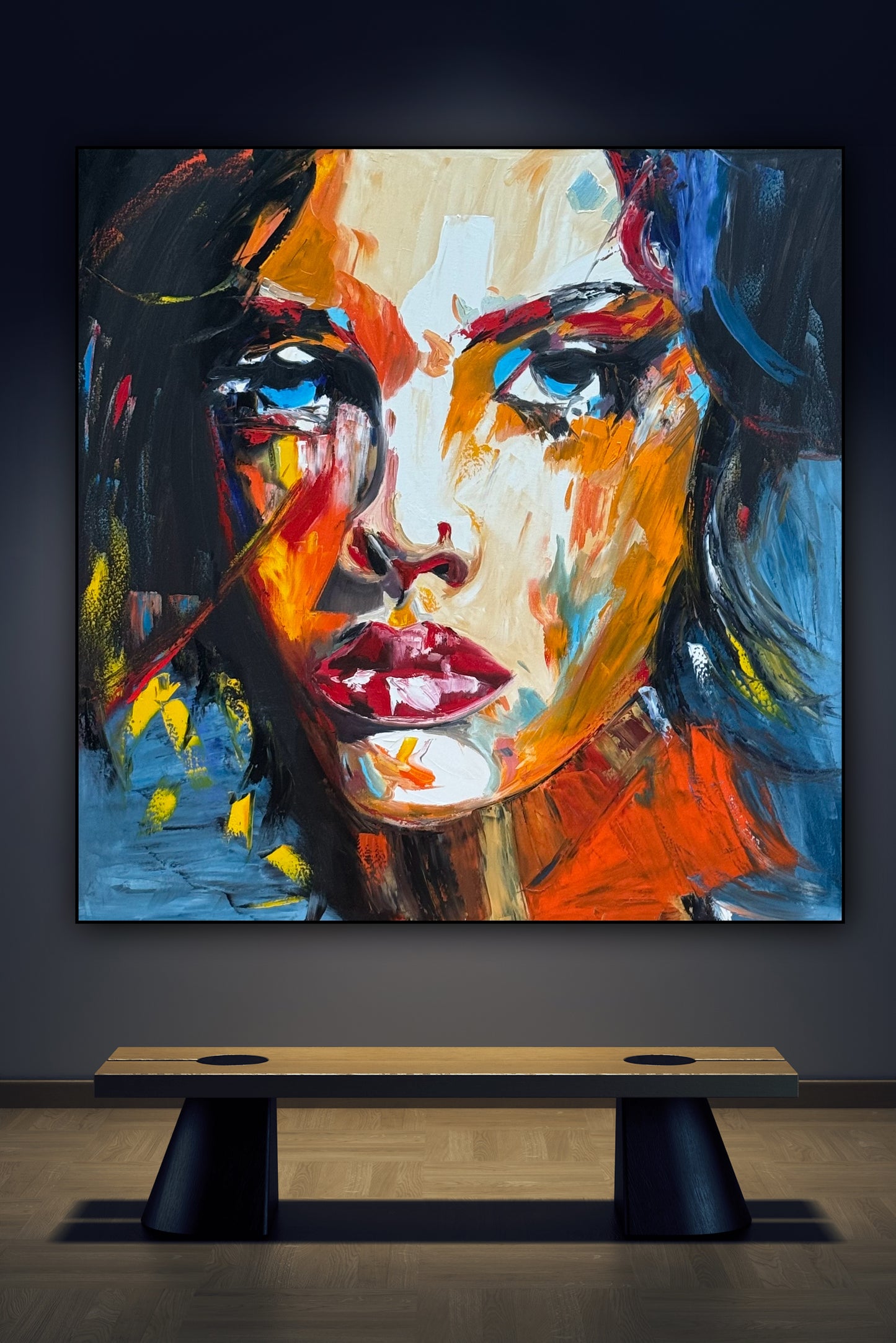 Richter Style Abstract Original Oil Painting On 100 x 100cm canvas Serenity in her eyes portrait