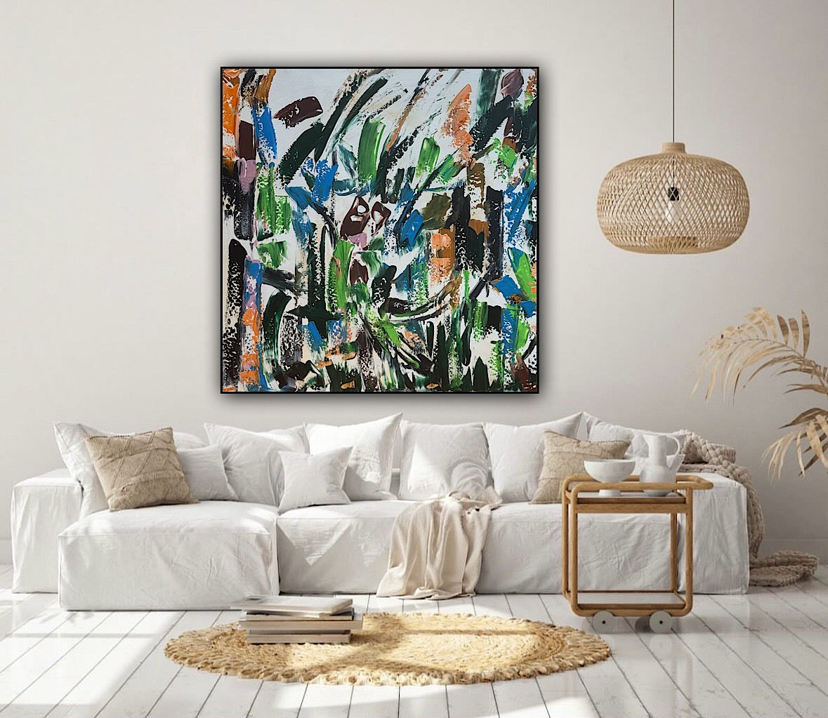 Oka Contemporary Abstract Original Oil Painting 80x80cm Whispers Of The Wind floral