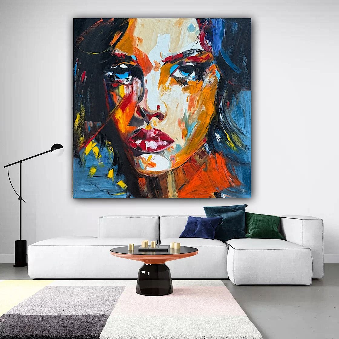Richter Style Abstract Original Oil Painting On 100 x 100cm canvas Serenity in her eyes portrait