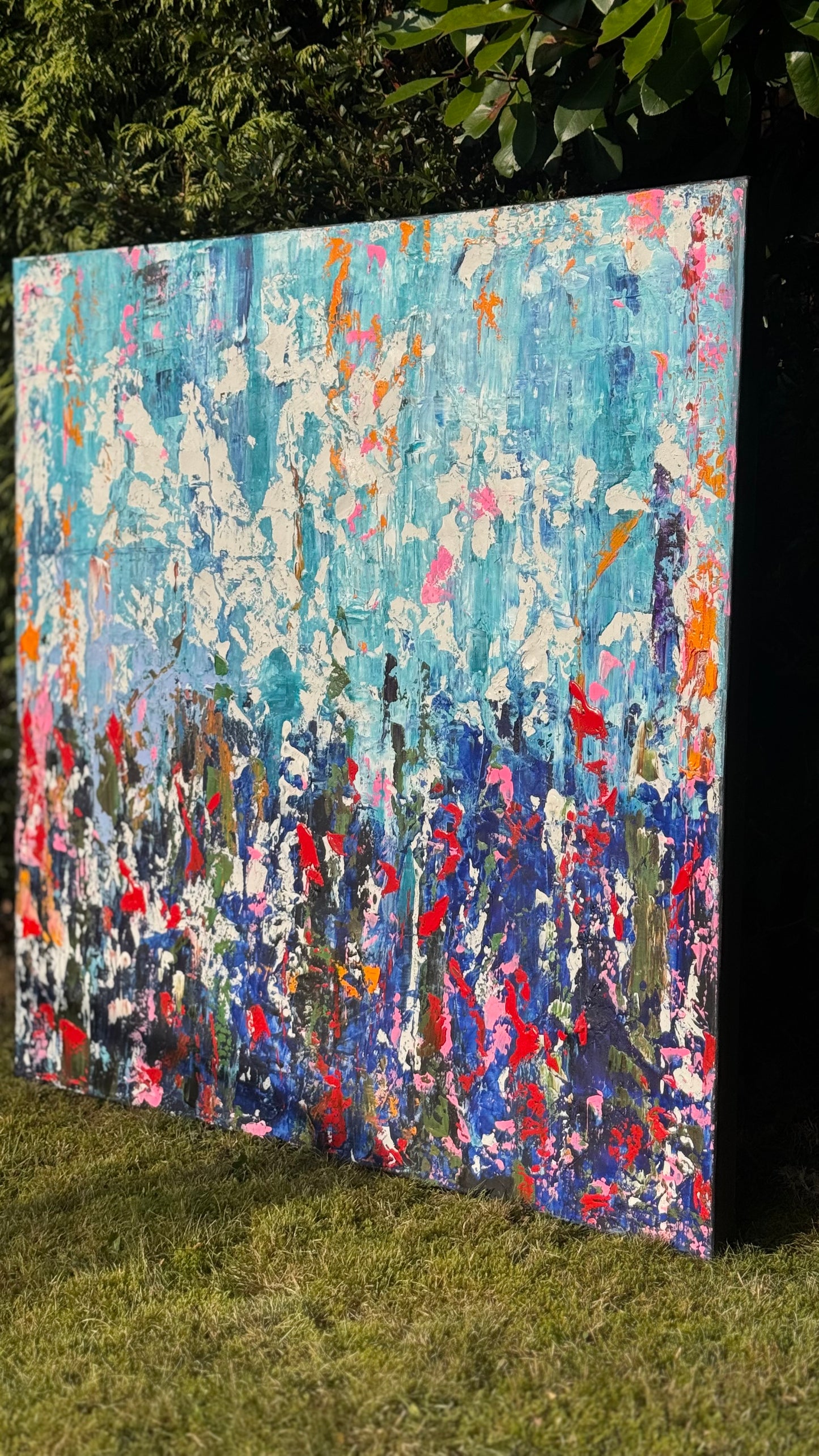 Large Abstract Original Oil Painting On 100 x100cm canvas textured Oka Wild reflections