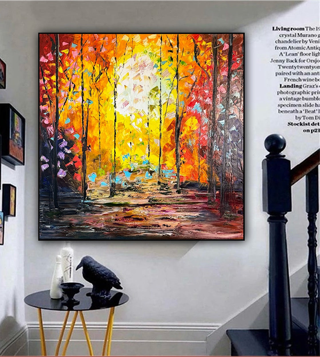 Richter Original Abstract Oil Painting 100x100cm On 1.6cm Canvas Autumn Forest