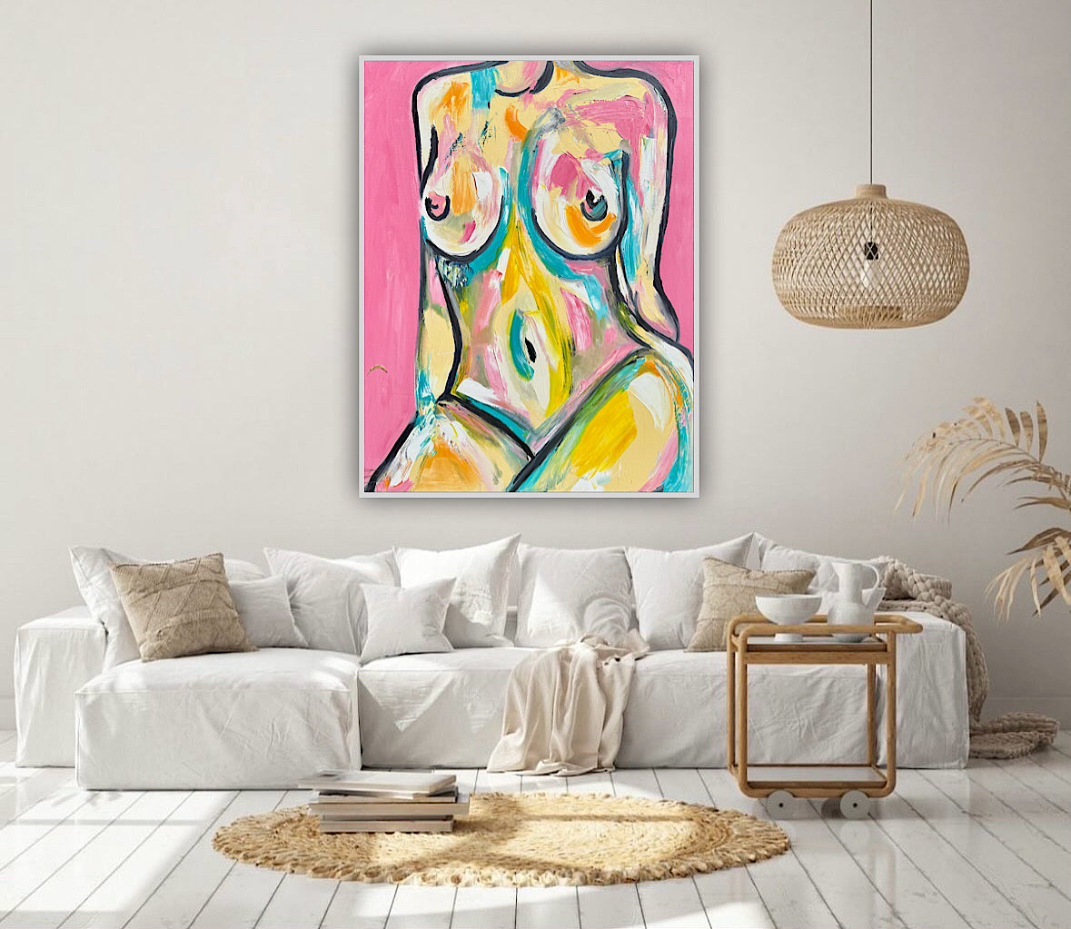 Large Abstract Original Oil Painting On 100x80cm canvas Colourful Nude