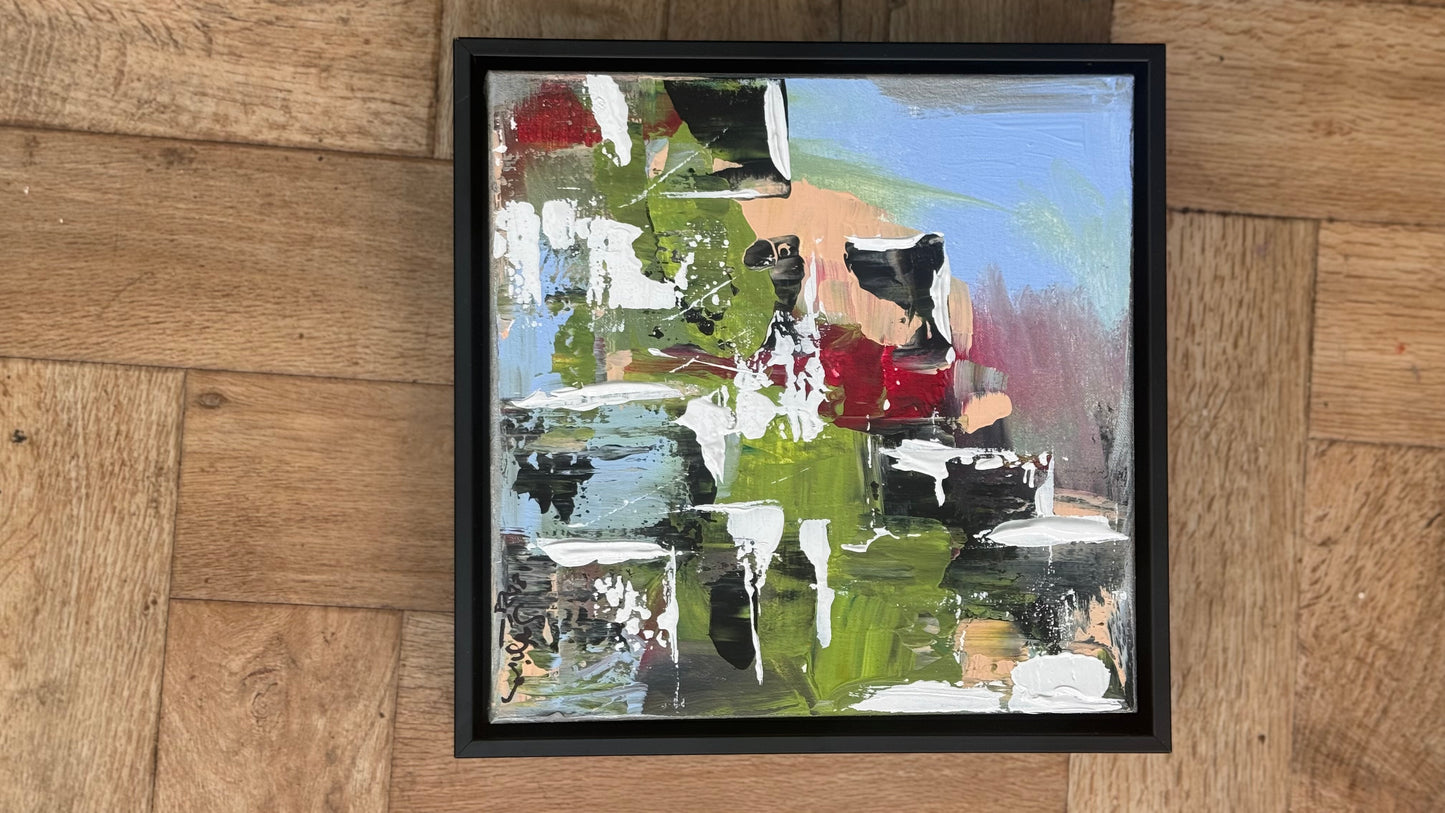 Framed Original Contemporary Abstract Oil Painting On Canvas 24 x 24cm ‘rome’
