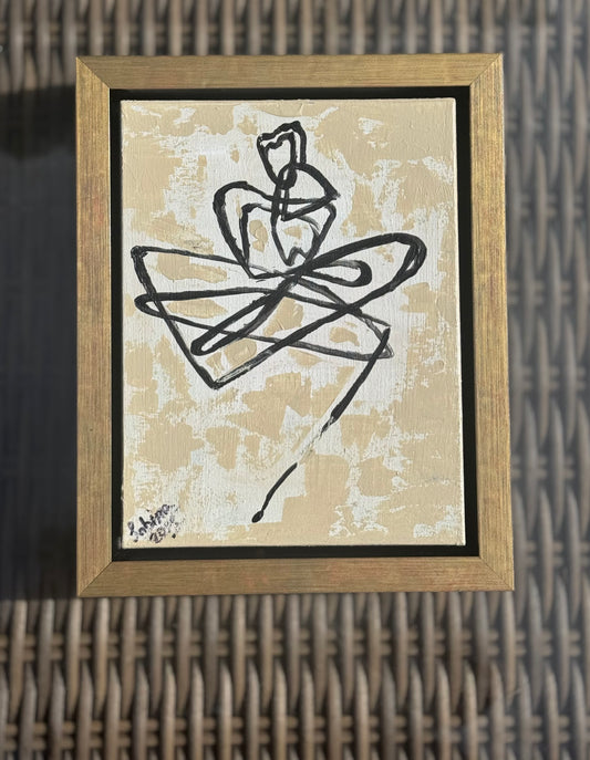 Framed Original Abstract contemporary Oil Painting On Canvas 25 x 20cm Lovers Oka