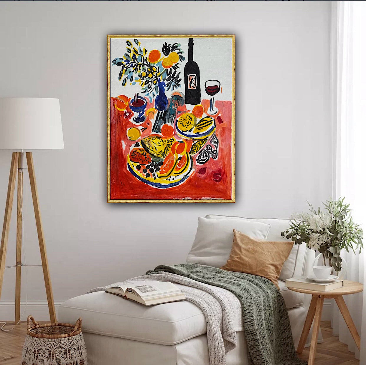 Renour Abstract Original Oil Painting On 80x60cm canvas Wine and Fruit