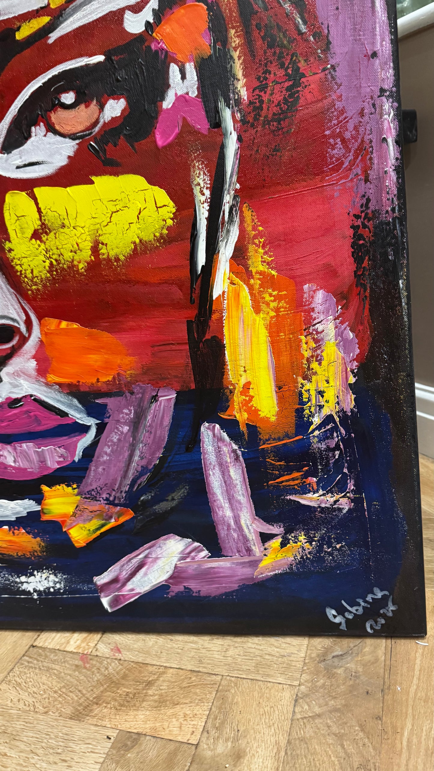 Contemporary Abstract Original Oil Painting On 80x80cm Canvas Unspoken Gaze