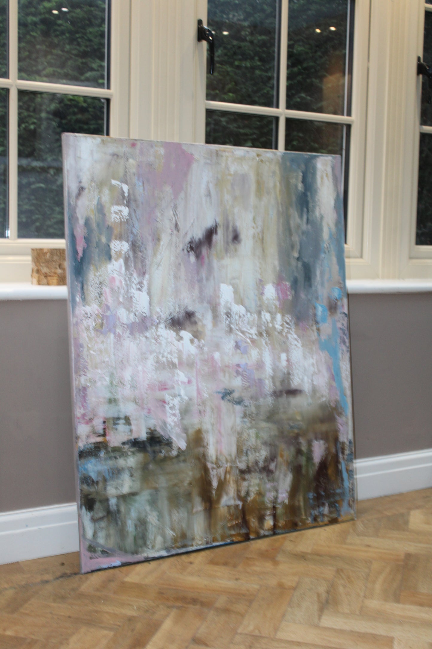 Oka Style Original Abstract Oil Painting On 100x80cm Canvas Echoes of a Distant Bloom