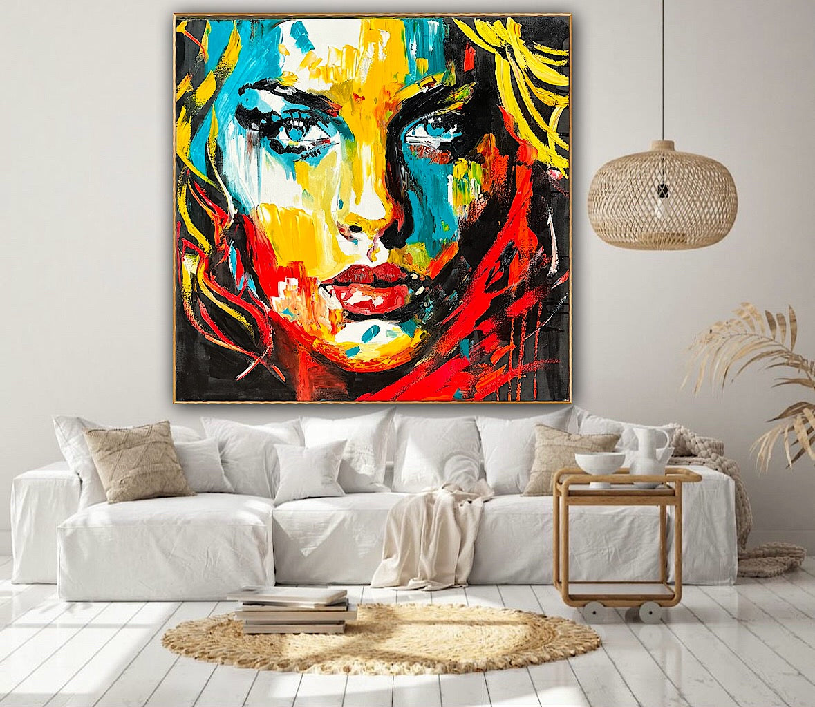 Richter Style Abstract Original Oil Painting On 100 x 100cm canvas Beauty Queen woman portrait