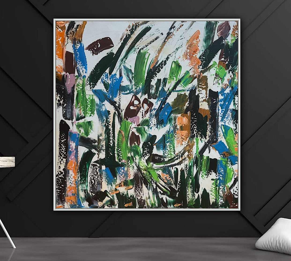 Oka Contemporary Abstract Original Oil Painting 80x80cm Whispers Of The Wind floral