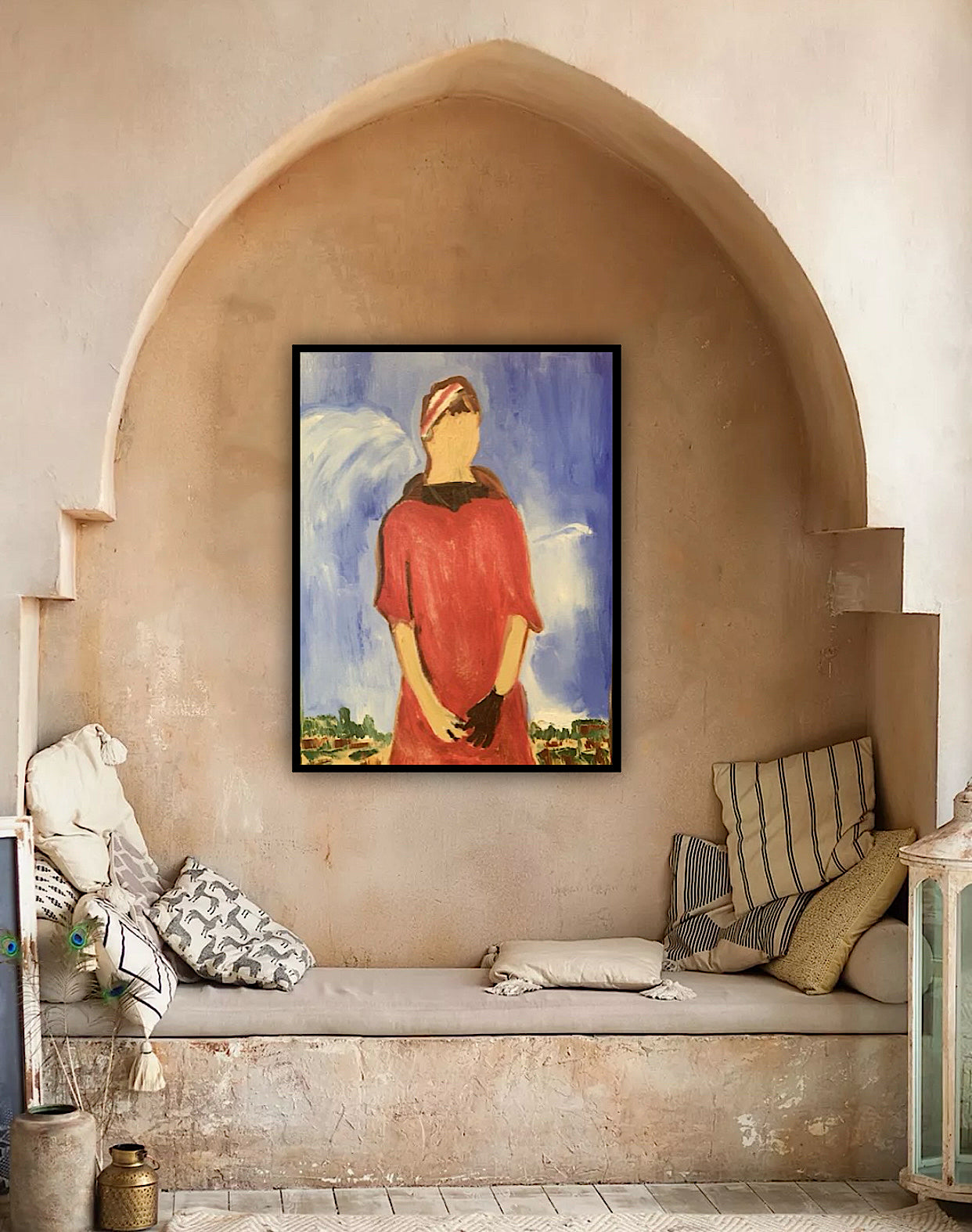 Modern original abstract Oil Painting On Canvas 30cmX 40cm Gardening Woman signed