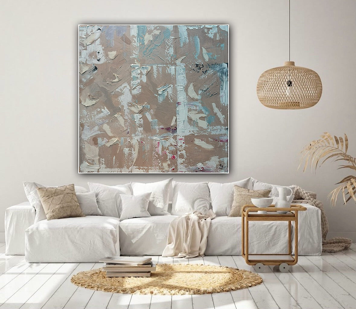Oka Contemporary Abstract Original Oil Painting 80 x 80cm textured Mountains