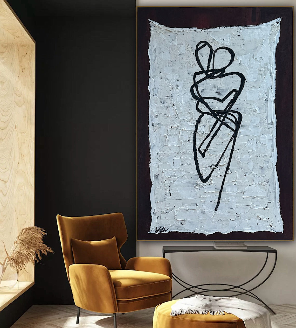 Oka Design Contemporary Abstract Original Oil Painting On 90 x 60cm Canvas Lovers nude on unber background