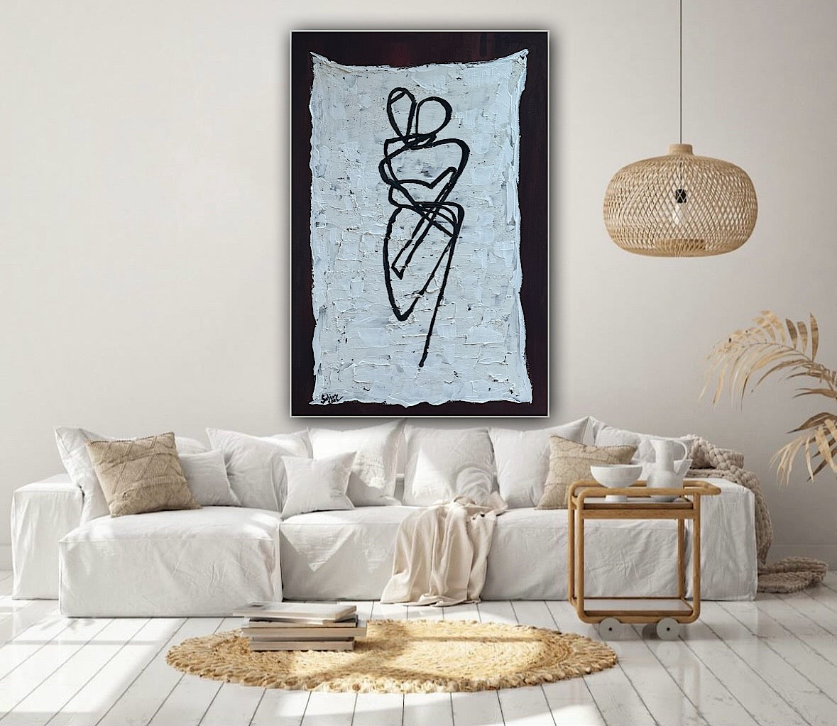 Oka Design Contemporary Abstract Original Oil Painting On 90 x 60cm Canvas Lovers nude on unber background