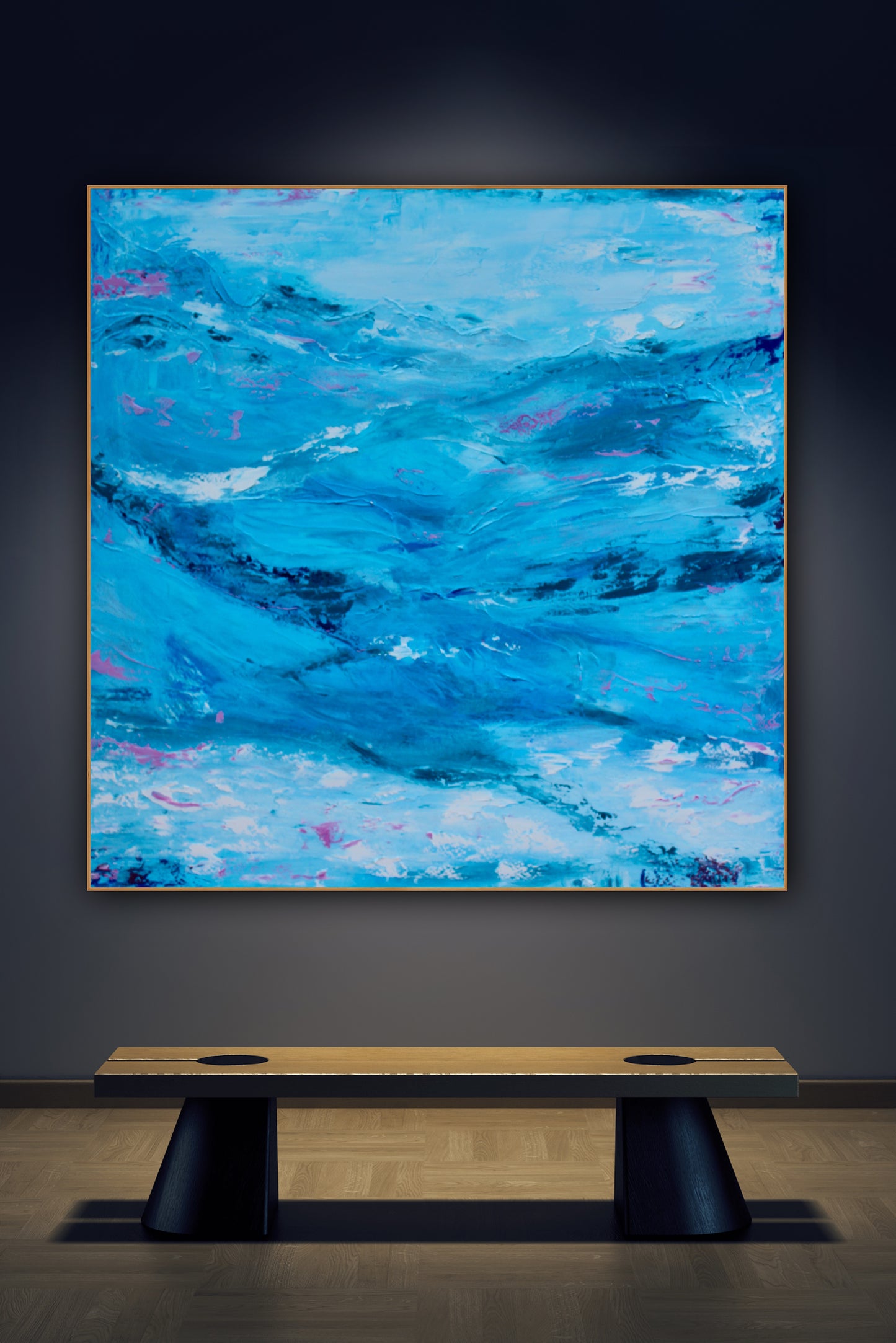 Richter StyLe Original abstract Large Oil Painting On Canvas 90x90cm Ocean time textured