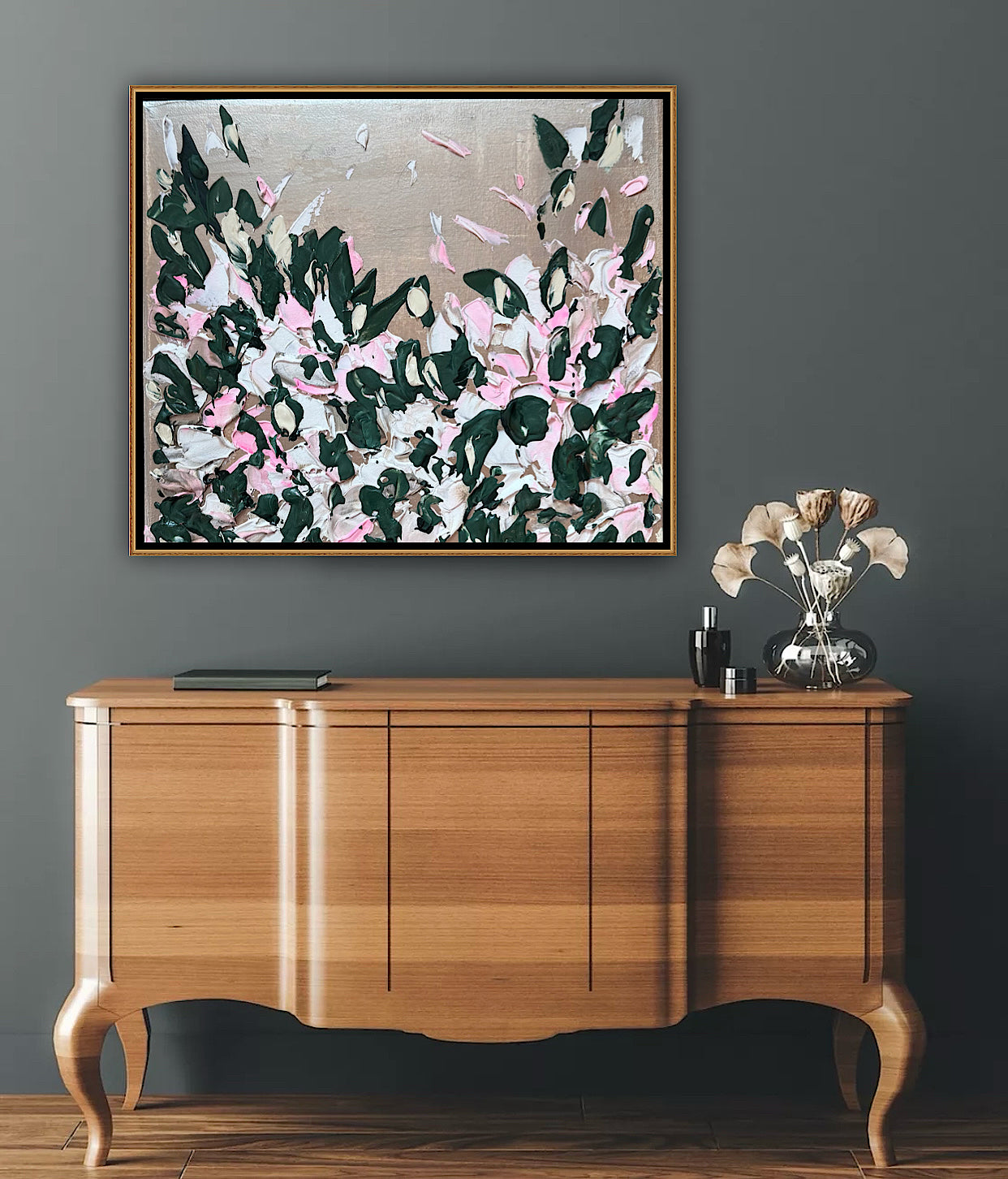 Framed Original Abstract contemporary Oil Painting On Canvas 45x40cm Eden Gardens II Oka