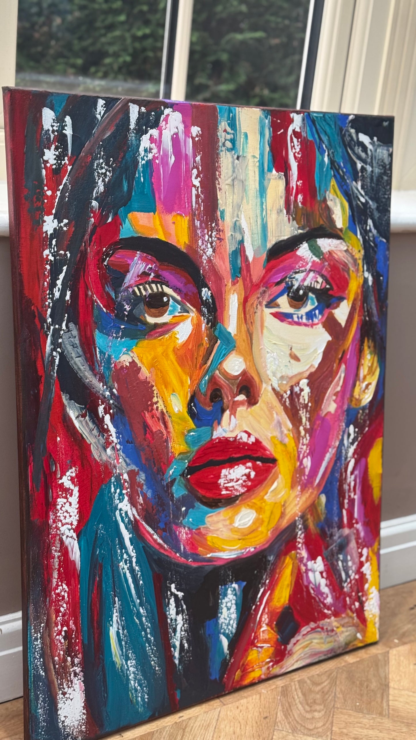 Contemporary Abstract Original Oil Painting On Canvas 80x60cm Poser Within Woman’s portrait