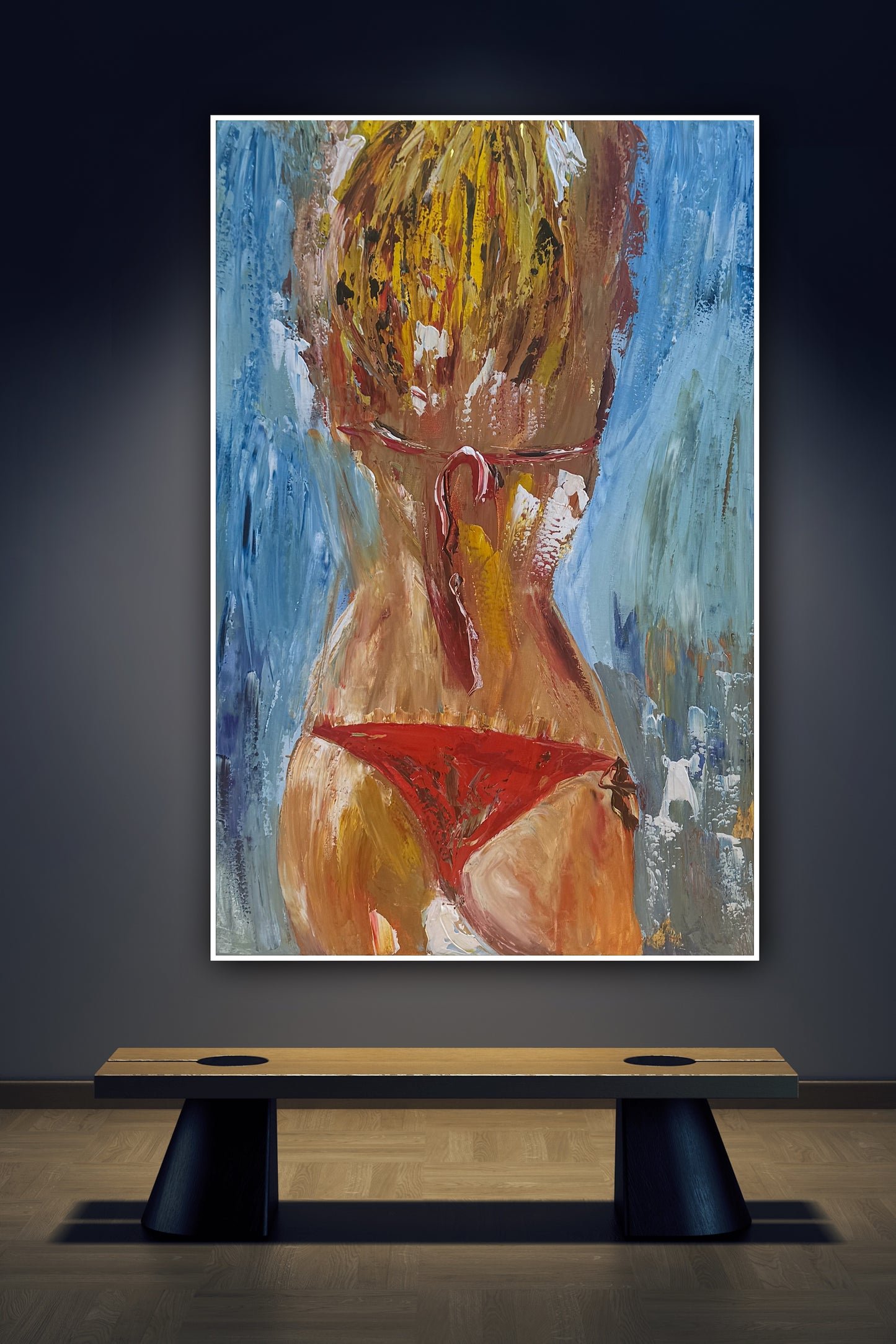 Contemporary Abstract Original Oil Painting On 90 x 60cm Canvas Girl in Red Bikini Nude collection