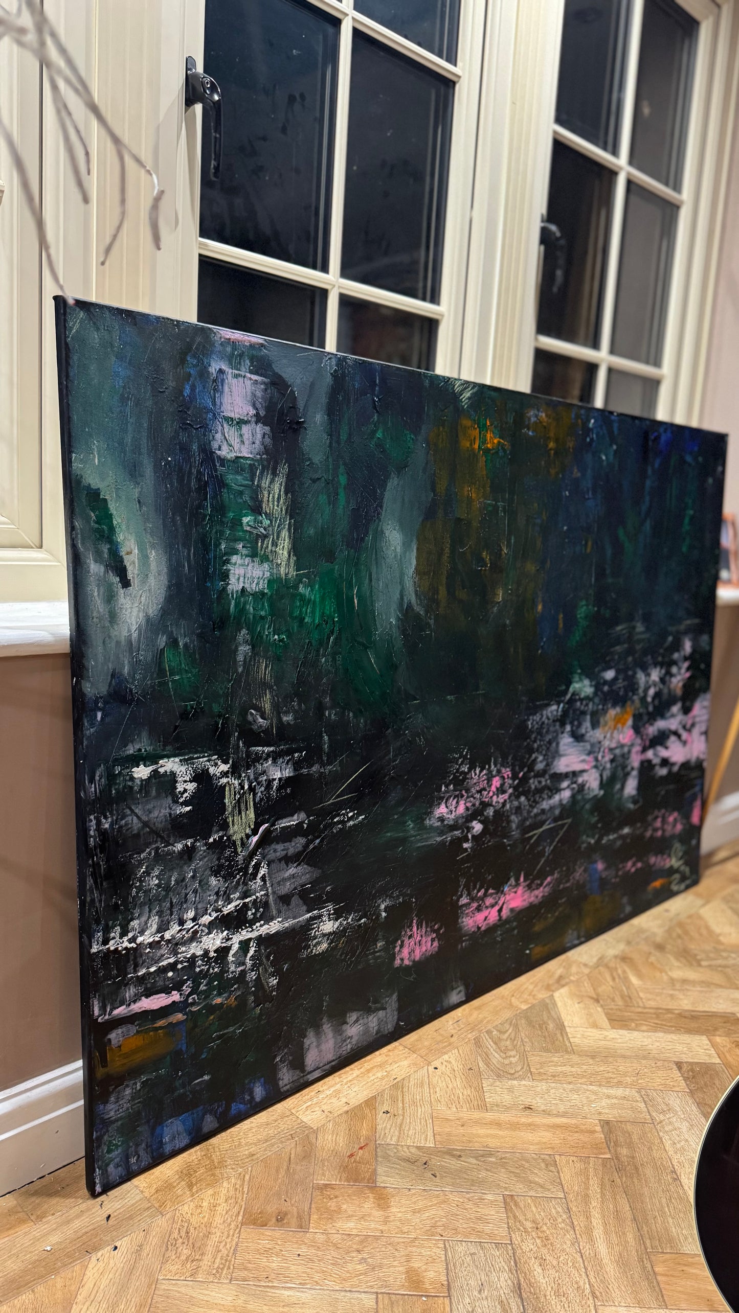 Original Abstract Oil Painting On Canvas 150cm x 100cm Depth of Silence Oka floral