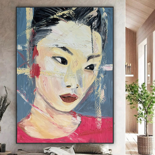 Woman’s portrait Original Abstract Oil Painting On Canvas 85 x 60cm Innocent Soul
