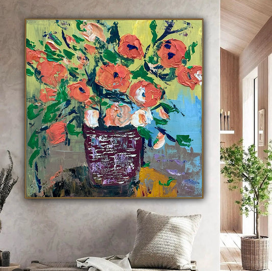 Oka Contemporary Abstract Original Oil Painting 60 x 60cm textured Whispers of Flowers