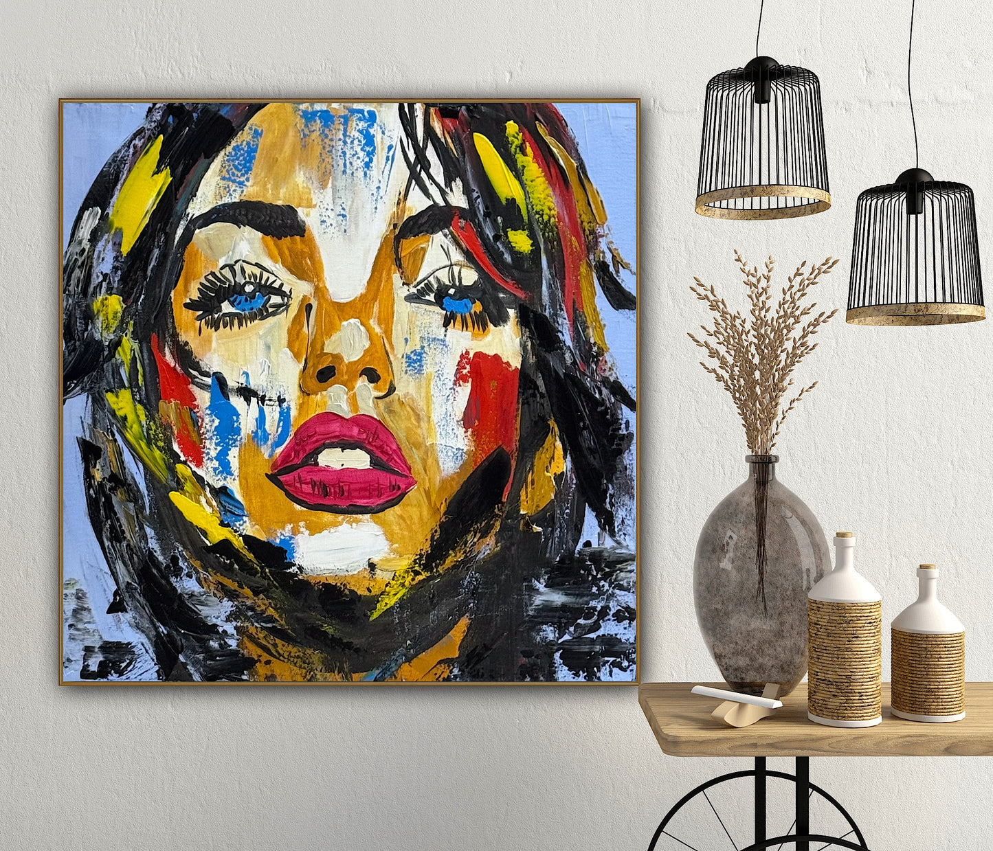 Richter Style Abstract Original Oil Painting On 60 x 60cm canvas Woman portrait Love