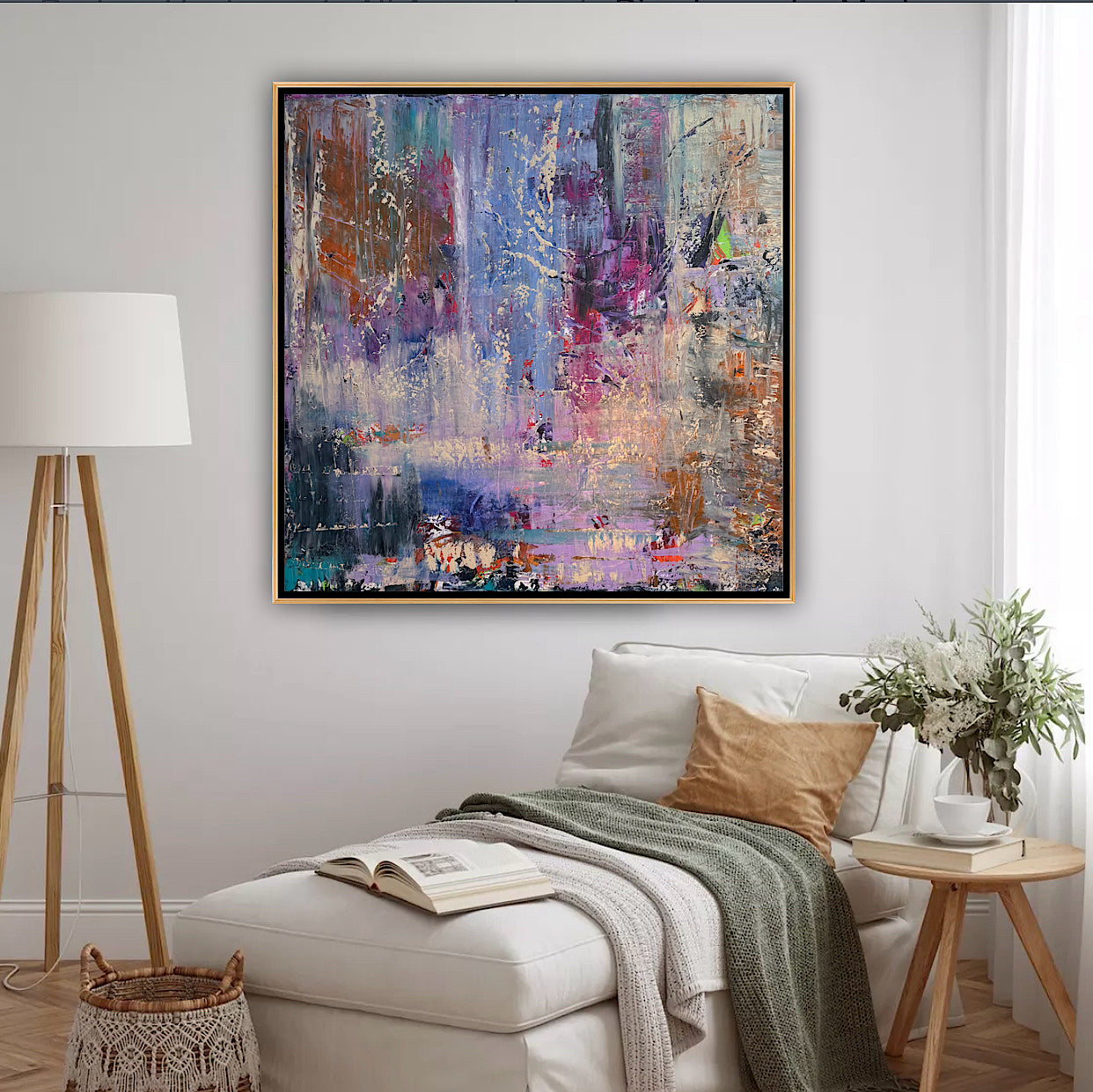 Contemporary Style Abstract Original Oil Painting on 90x90cm Canvas Palimpsest