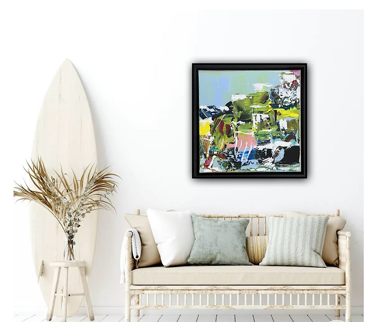 Framed Original Contemporary Abstract Oil Painting On Canvas 24 x 24cm ‘Rome’