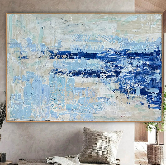 Textured Original Abstract acrylic Painting On Canvas 85 x 60cm Summer Beach
