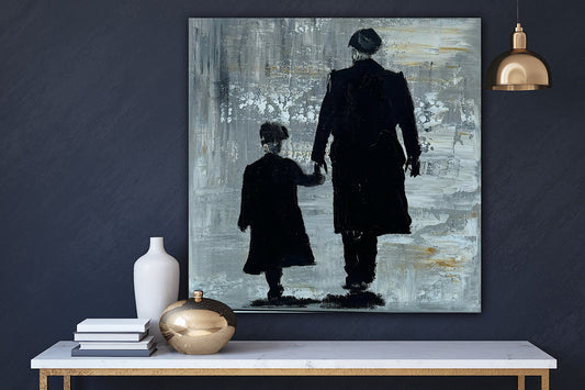 Figurative Modern Abstract contrmporary oil Painting On Canvas 40x40cm Tommy and Charlie Shelby