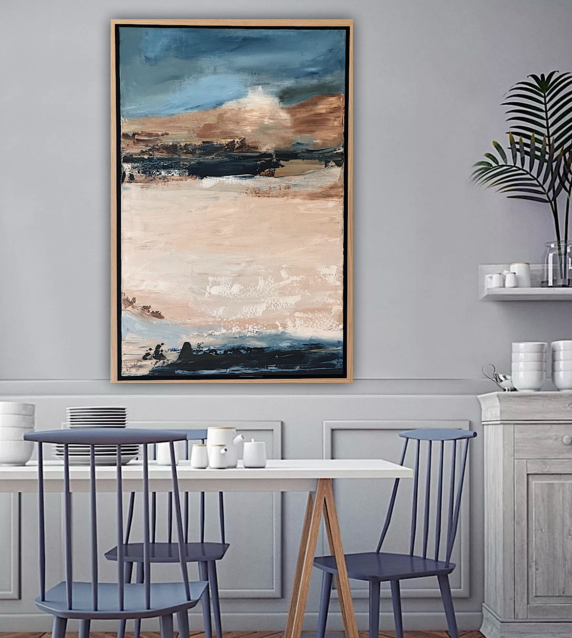 Framed Original Abstract contemporary Oil Painting On Canvas 83x56cm Amalfi Coast Oka
