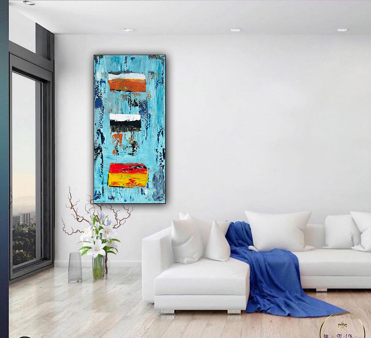 Oka Contemporary Abstract Original Oil Painting 30cm x 60cm textured Essenes of Strength