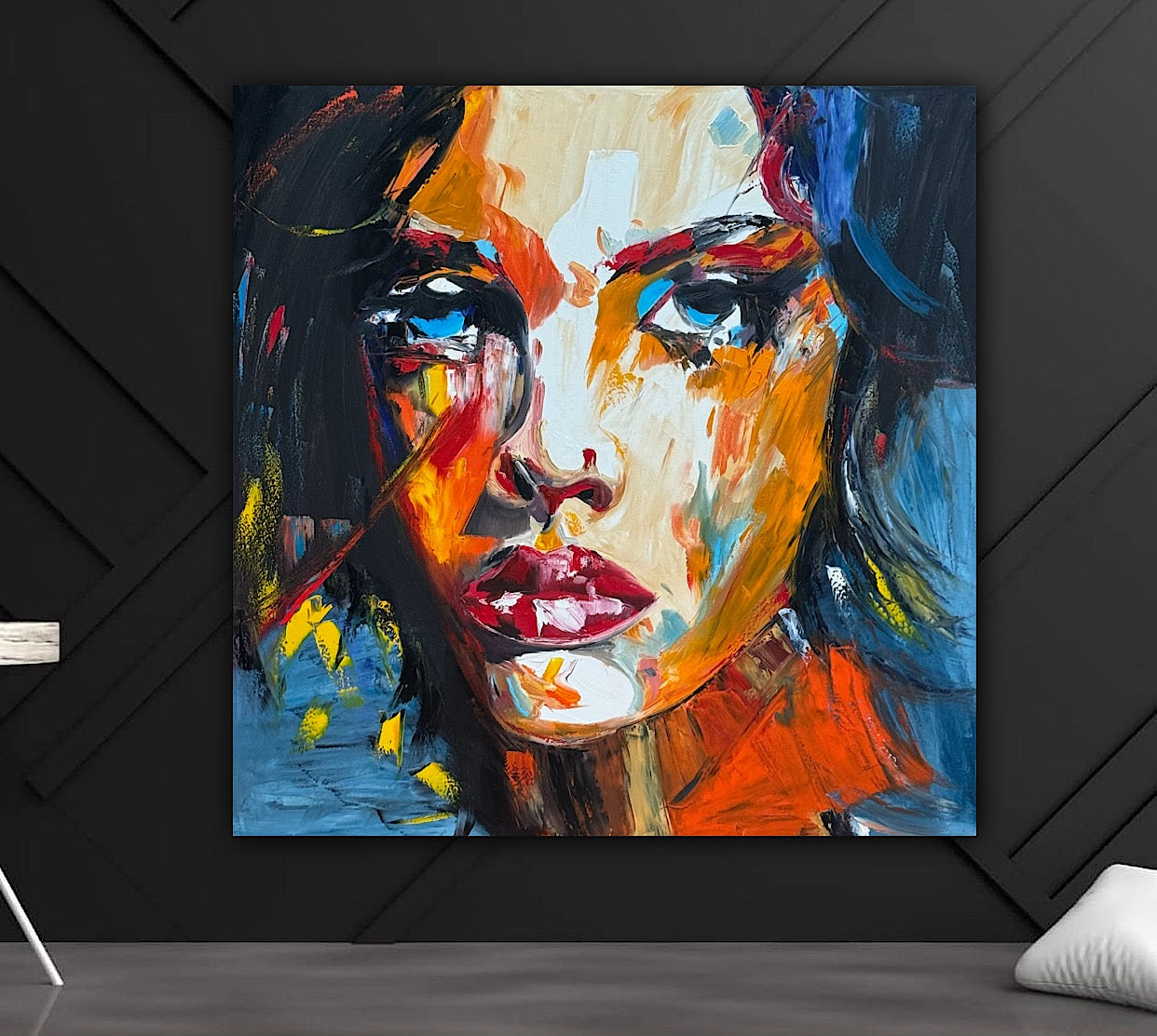 Richter Style Abstract Original Oil Painting On 100 x 100cm canvas Serenity in her eyes portrait