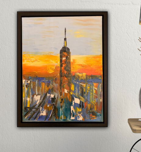 Framed Original Abstract Oil Painting On deep Canvas 50 x 40cm x 4cm New York