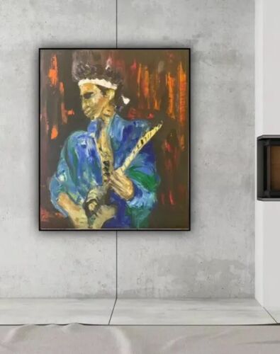 Original Oil Painting On Canvas 50X60cm Abstract ‘Rolling Stones’ Keith Richards portrait