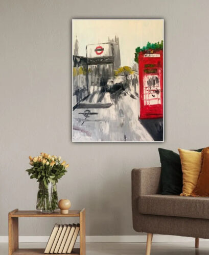 Large Abstract Original Landscape Oil Painting 61X47cm Canvas London Westminster