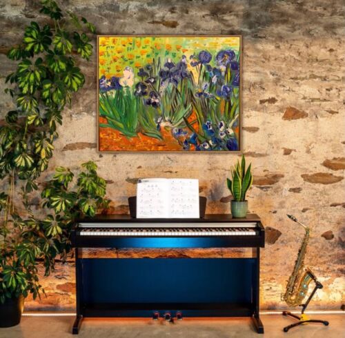 Van Gogh Impressionist Oil Painting On Linen Canvas 60x50cm ‘Field With Irises’ study