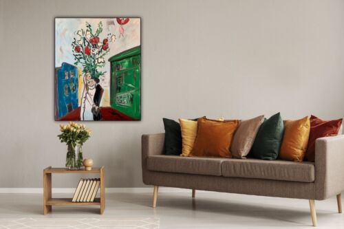 Marc Chagall Rare Abstract Oil Painting On Large Canvas 50x60cm Wedding In Tate