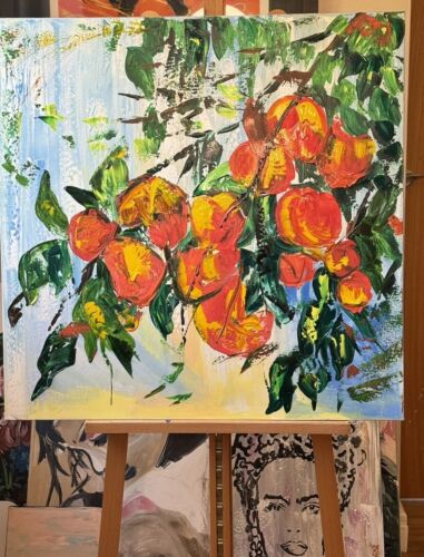 Renour Abstract Original Oil Painting On 77x77cm canvas Textured Orange Tree