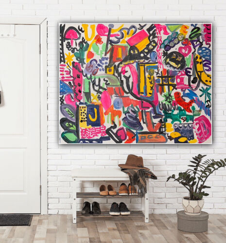 Large Abstract Original Oil Painting On 100x80cm canvas Graffiti Art Vogue Love