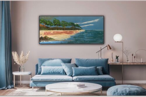 Paul Gauguin Style Large Landscape Oil Painting On Canvas ‘Seaside’ 120cm X 50cm