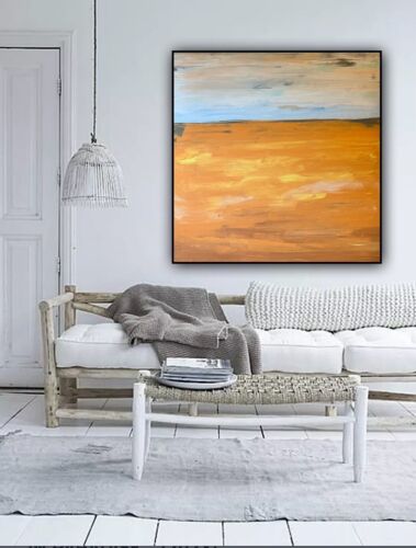 Richter StyLe Abstract Original Oil Painting On Canvas 90x90cm Gold Sands Sea