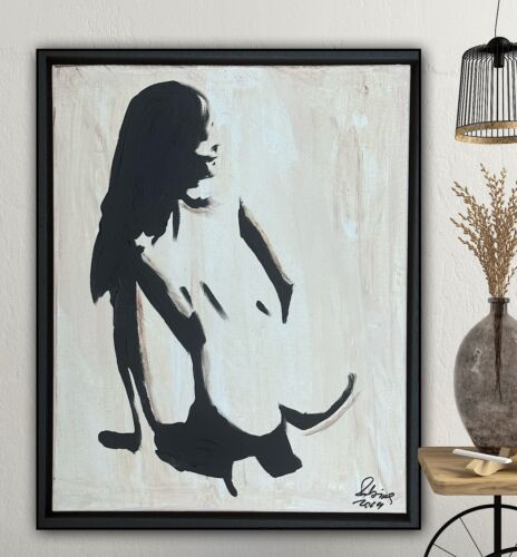 Framed Original Contemporary Abstract Oil Painting On Canvas 48x38cm Nude Oka
