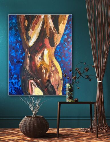 Large Abstract Original Oil Painting On 100x77cm canvas Sculpture Nude Unframed