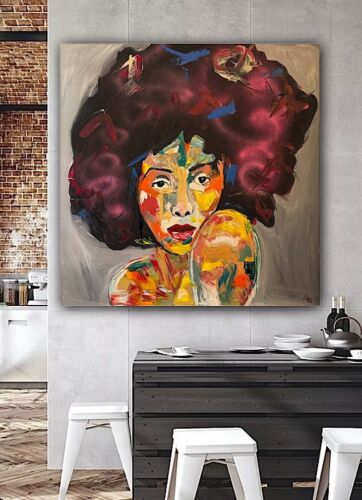 Oka Contemporary Abstract Original Oil Painting 80x80cm Canvas Woman Portrait
