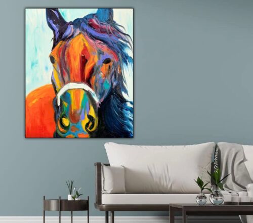 Richter StyLe Abstract Original Oil Painting On Canvas 50x60cm Dante Flame Horse
