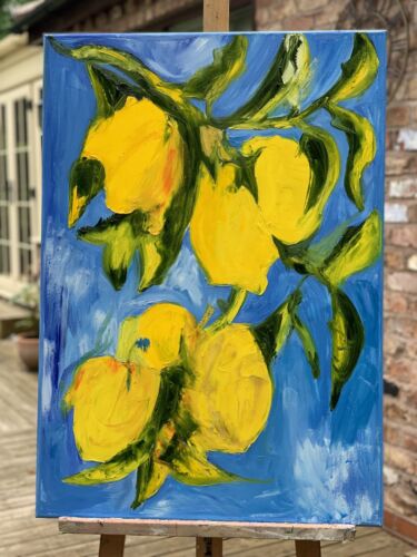 impressionist Abstract Original Oil Painting Canvas 84 X 60cm Lemon Tree In Oka