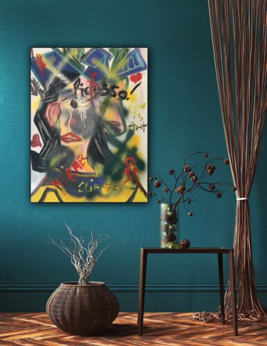 Richter Original Abstract Oil Painting On 4cm Canvas 47x60cm Graffiti Street Art